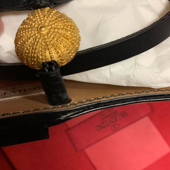 Valentino Black Leather Sea Element Sandals 40/10 - Picture 9 of 14